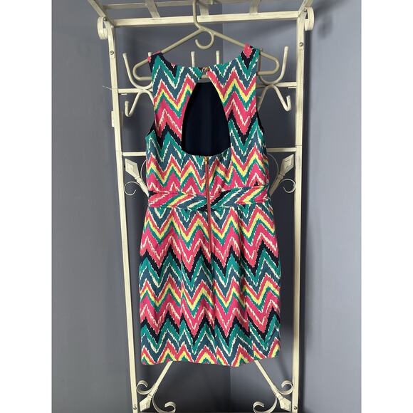 Lilly Pulitzer Womens Multi-Color Chevron Kirkland Hearts a Flutter Dress Size 8 - Picture 3 of 4